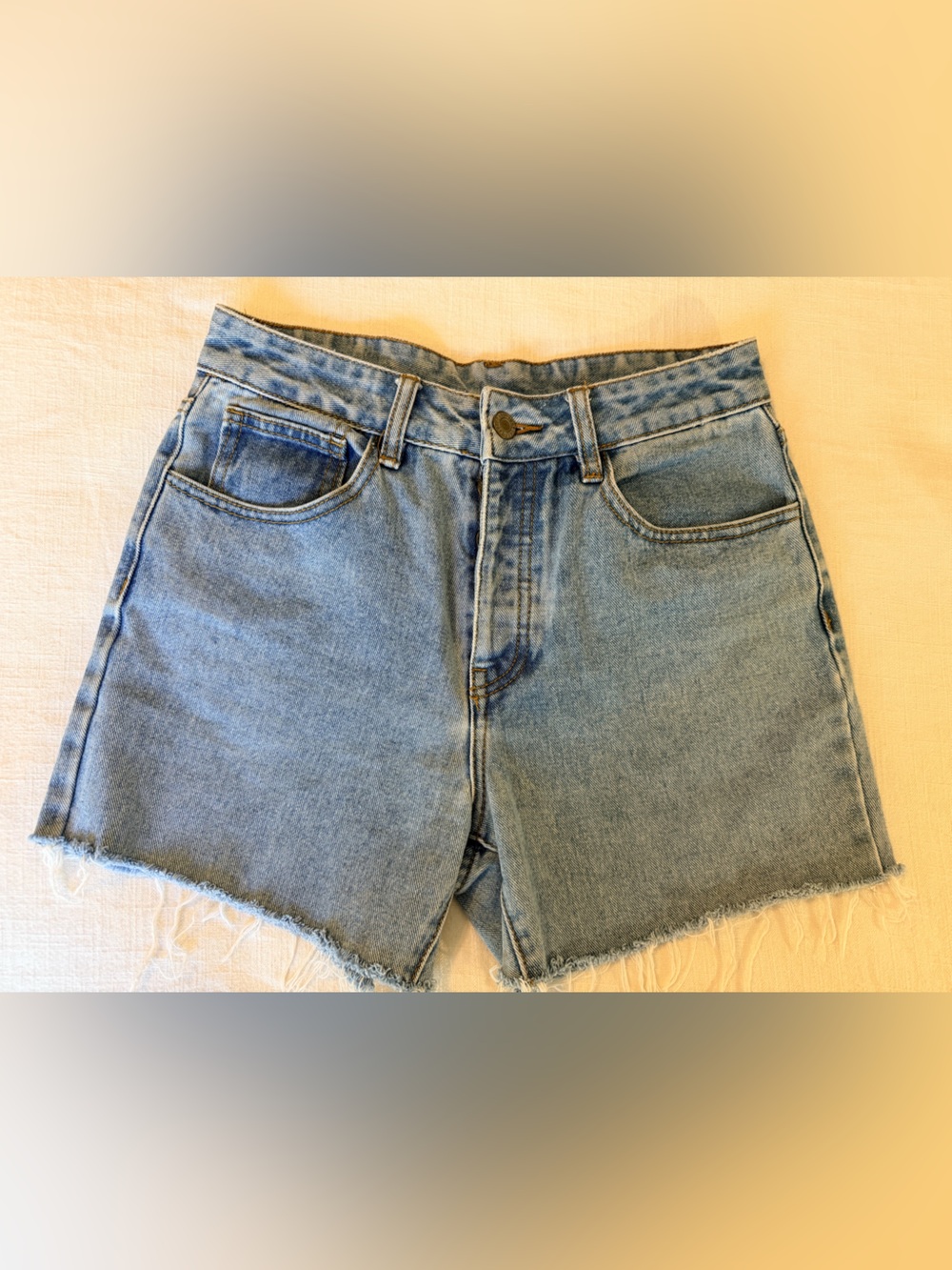 John Galt Classic High-Rise Light Blue Denim Shorts